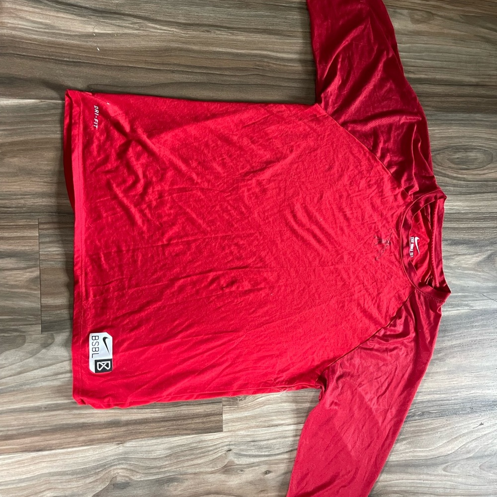 Red Nike baseball tee